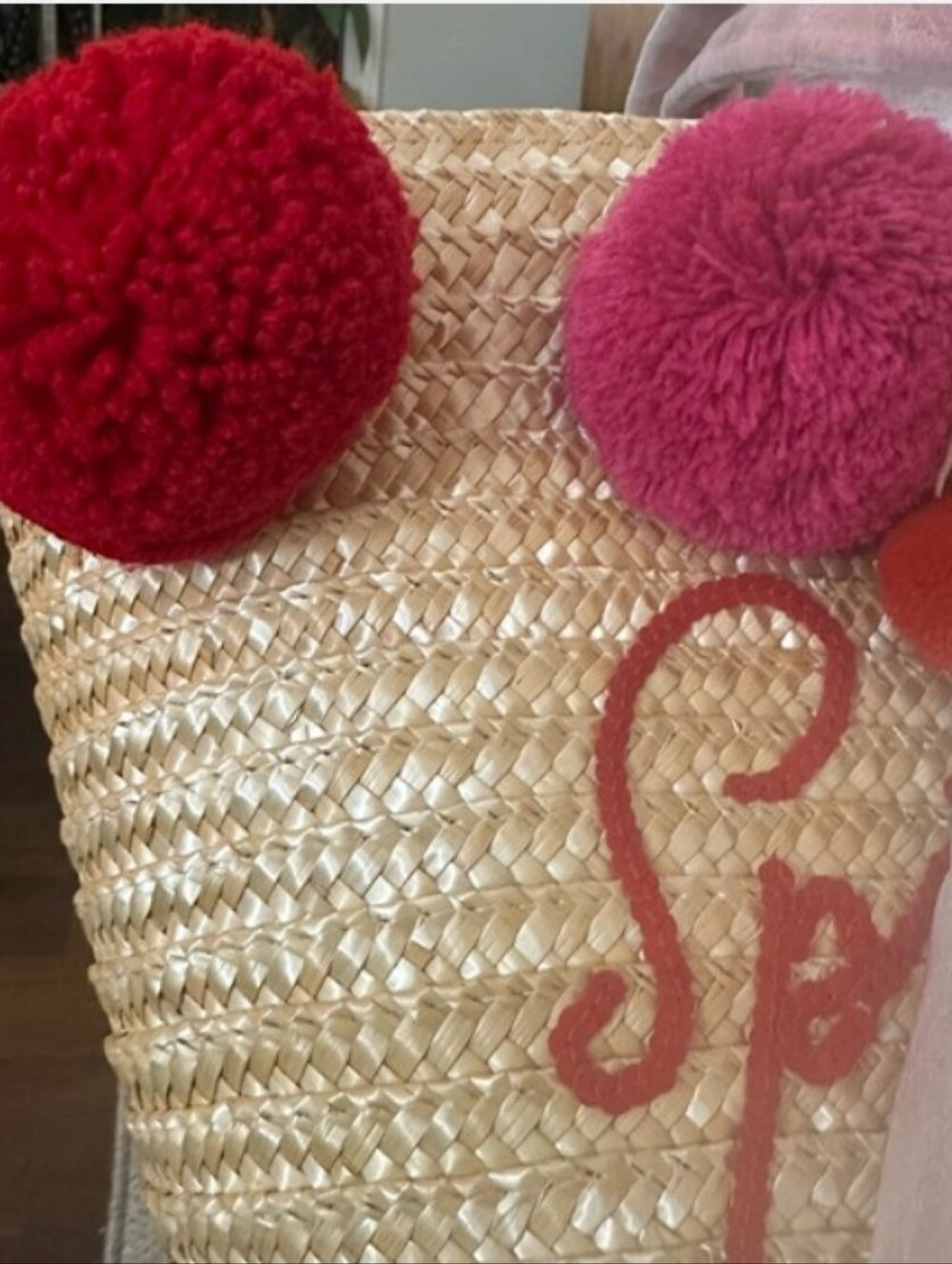 Kate Spade-Lewis Way Woven "Spice Things Up" Pom Pom Tote Bag 🌶️ - Picture 7 of 9